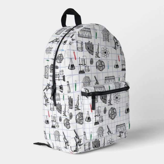 Science Chemistry Scientist Pattern Back to School Printed Backpack (Back Corner Left)