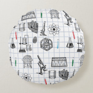 Science Chemistry Scientist Pattern Round Cushion