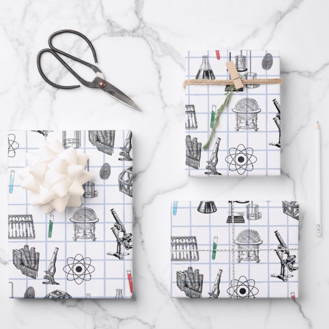 Science Chemistry Scientist Pattern  Wrapping Paper Sheet (Front)