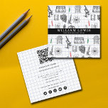 Science Chemistry Scientist QR Code Social Media Square Business Card<br><div class="desc">A science themed chemistry pattern ideal for anyone who loves science,  chemistry,  biology etc. Perfect design for science students,  science biologists,  teachers,  tutors etc. A simple and professional way to introduce your business. Personalise your details,  QR code to create your own unique business card.</div>