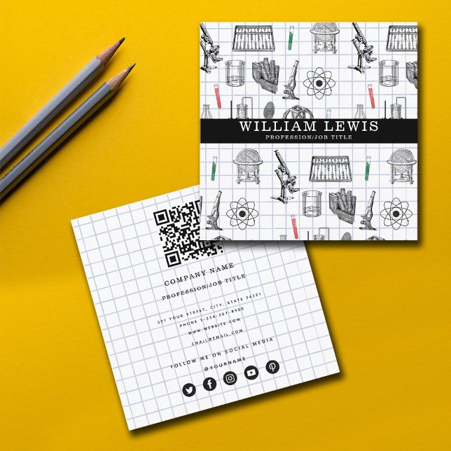 Science Chemistry Scientist QR Code Social Media Square Business Card (Creator Uploaded)