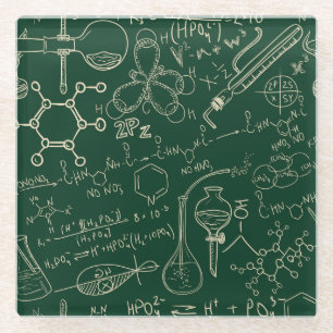 Science, chemistry, vintage laboratory pattern glass coaster