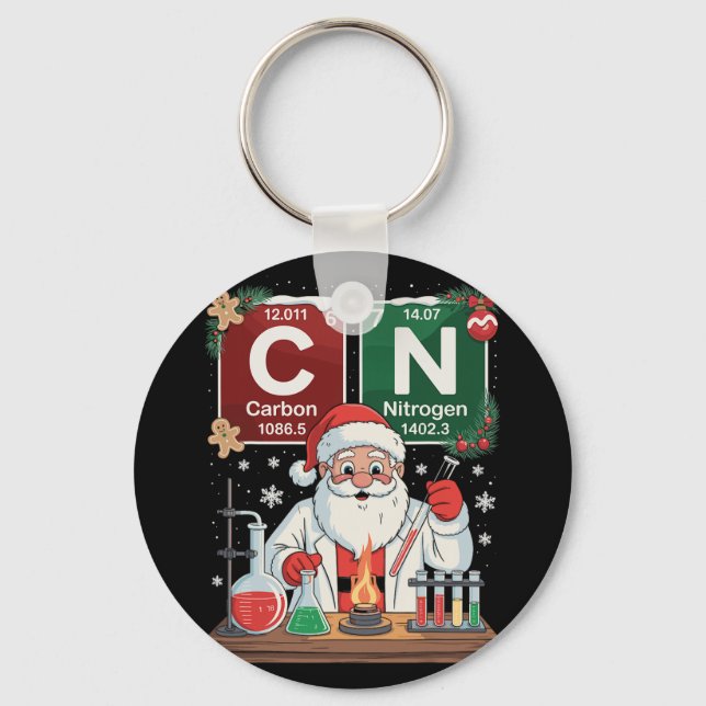 Science Christmas Carbon Nitrogen Six Seven 6 7 Me Key Ring (Front)