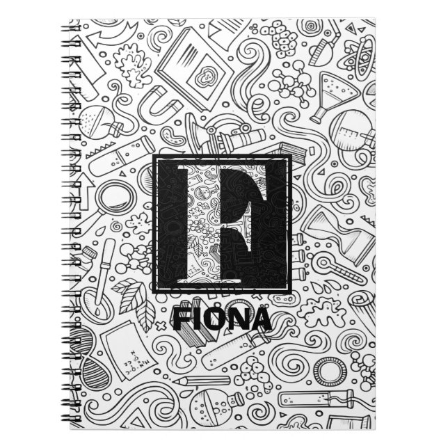 Science Custom Monogram - Letter F Notebook (Front)