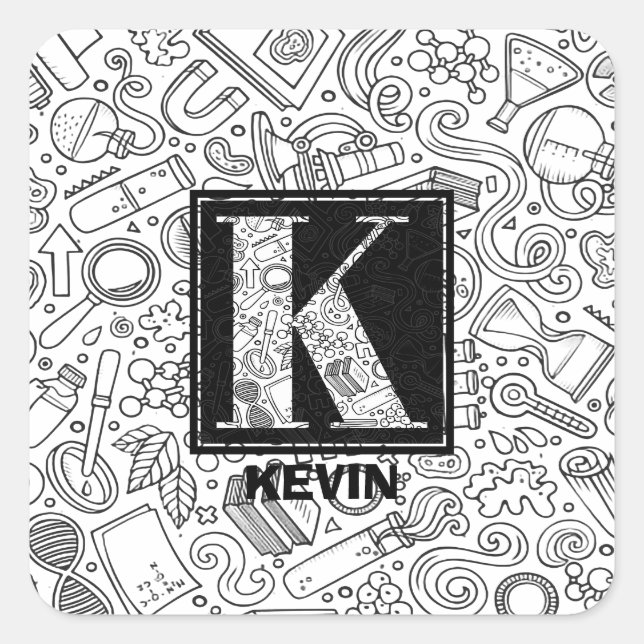 Science Custom Monogram - Letter K Square Sticker (Front)