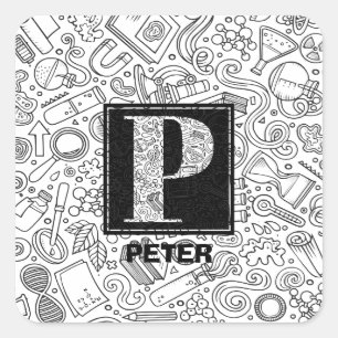 Science Custom Monogram - Letter P Square Sticker