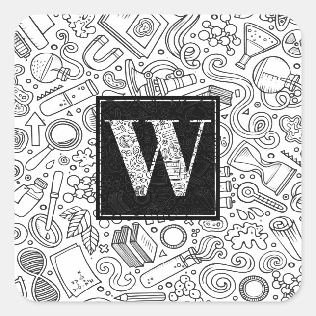 Science Custom Monogram - Letter W Square Sticker (Front)