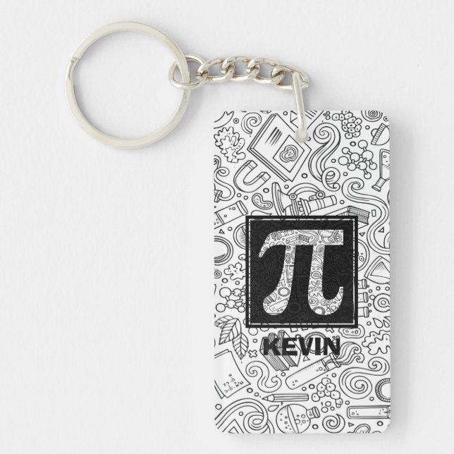 Science Custom Monogram - Pi Symbol Key Ring (Front)