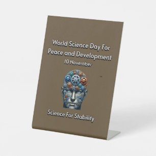 Science Day for Peace and Development. Stability Pedestal Sign