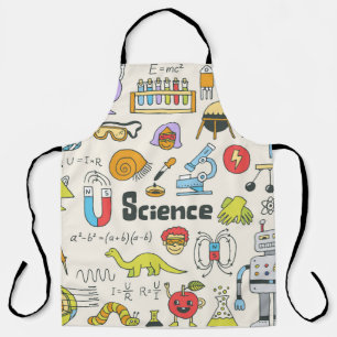 Science Doodles: Hand-Drawn School Set. Apron