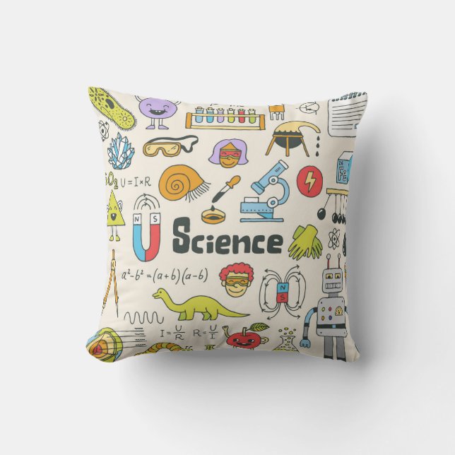 Science Doodles: Hand-Drawn School Set. Cushion (Front)