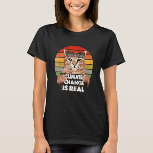 Science Earth Day Climate Change Vintage Cat Mum T-Shirt