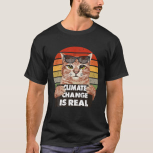 Science Earth Day Climate Change Vintage Funny Cat T-Shirt