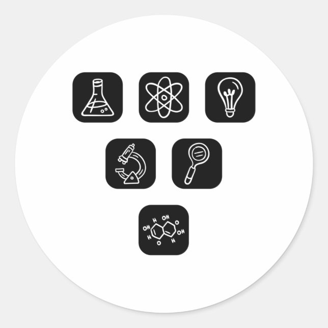 Science Elements Items Classic Round Sticker (Front)