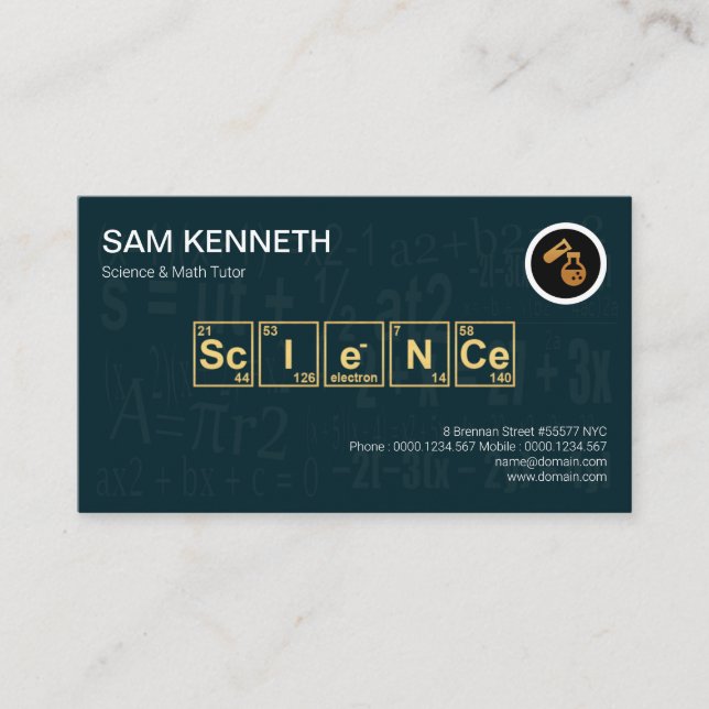 Science Elements Periodic Table In Math Formula Business Card (Front)