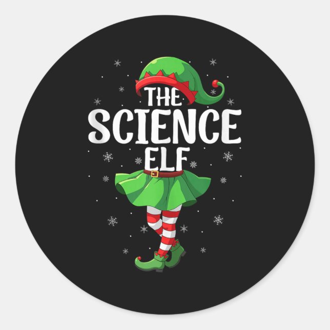 Science Elf Christmas Girls Women Elf Squad Xmas F Classic Round Sticker (Front)