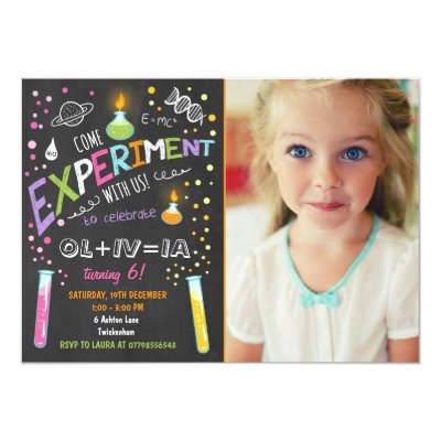 Science Experiment Kids' Birthday Party Invitation Girl
