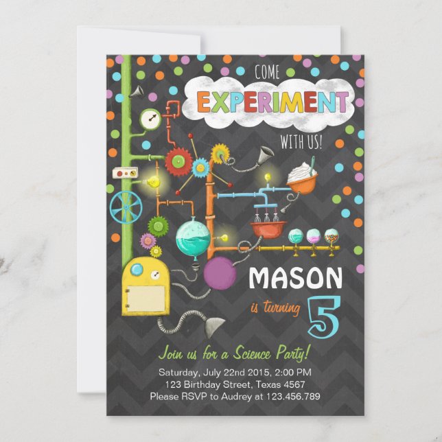 Science Experiment Birthday Party Invitation (Front)