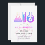 Science Experiment Neon Pink Adenine Girl Birthday Invitation<br><div class="desc">This cool  "birthday experiment" girl's science birthday party invitation features a white background with flasks,  and a test tube. The reverse side features a neon pink background with the molecule patterns of adenine. Personalise for your needs. You can find matching products at my store.</div>