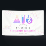 Science Experiment Neon Pink Girl Birthday Welcome Banner<br><div class="desc">This cool "birthday experiment" girl's science birthday party welcome banner features a white background with flasks,  and a test tube in neon pink. Personalise for your needs. You can find matching products at my store.</div>