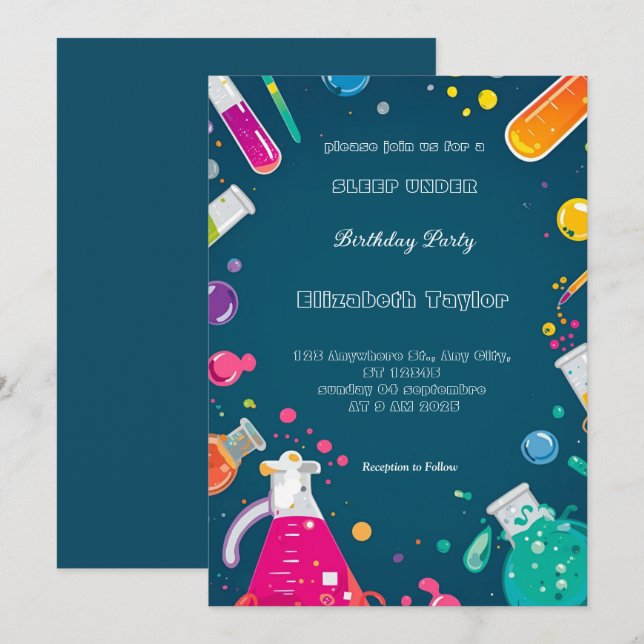 Science Experiment Party Invitation – Fun Lab  (Front/Back)