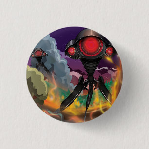 Science Fiction Alien Tripod Attack! 3 Cm Round Badge