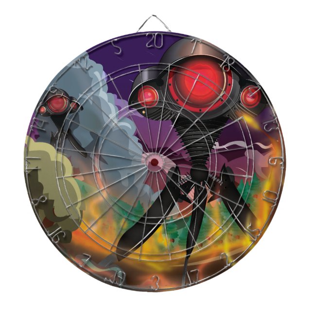 Science Fiction Alien Tripod Attack! Dartboard (Front)