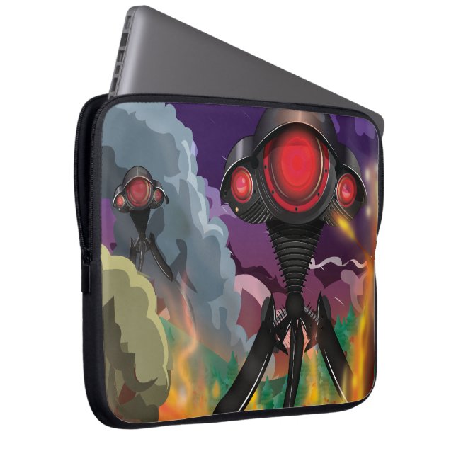 Science Fiction Alien Tripod Attack! Laptop Sleeve (Front Right)