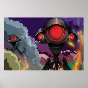Science Fiction Alien Tripod Attack! Poster