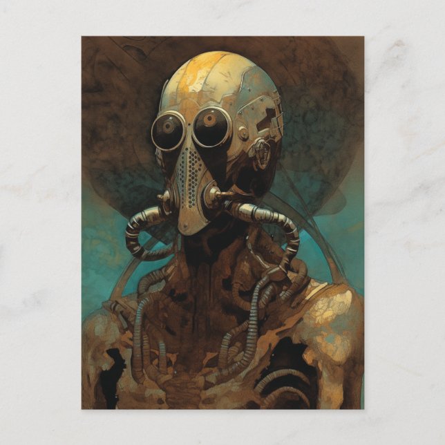 Science Fiction Alien Wearing Helmet Mask Postcard (Front)