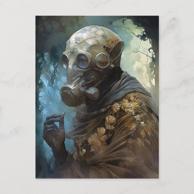 Science Fiction Alien Wearing Helmet Mask Postcard (Front)
