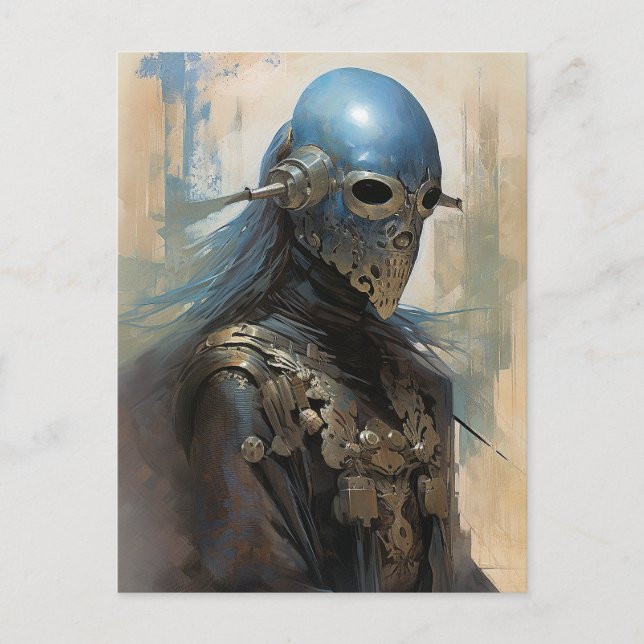 Science Fiction Alien Wearing Helmet Mask Postcard (Front)