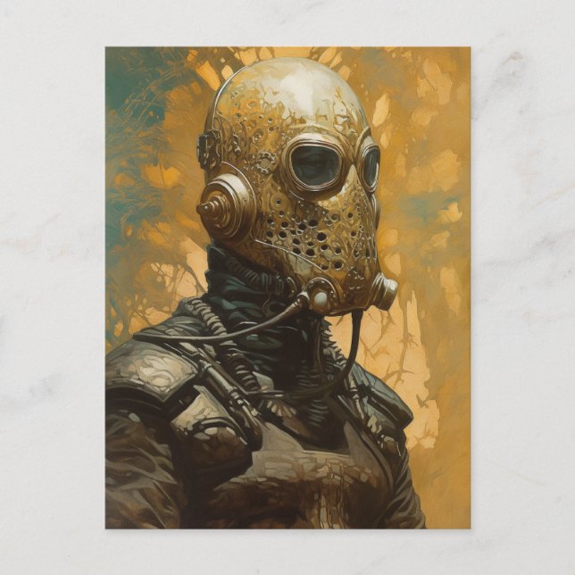 Science Fiction Alien Wearing Helmet Mask Postcard (Front)