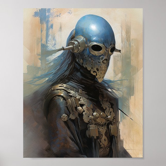 Science Fiction Alien Wearing Helmet Mask Poster (Front)