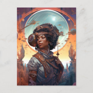 Science Fiction Black Woman Afrofuturism Postcard