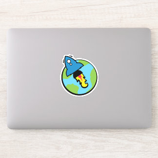 Science fiction cartoon Rocket And Planet