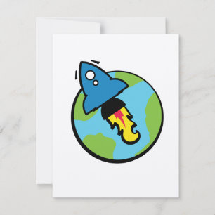 Science fiction cartoon Rocket And Planet