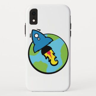 Science fiction cartoon Rocket And Planet iPhone XR Case