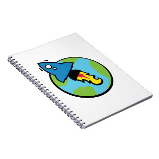 Science fiction cartoon Rocket And Planet Notebook