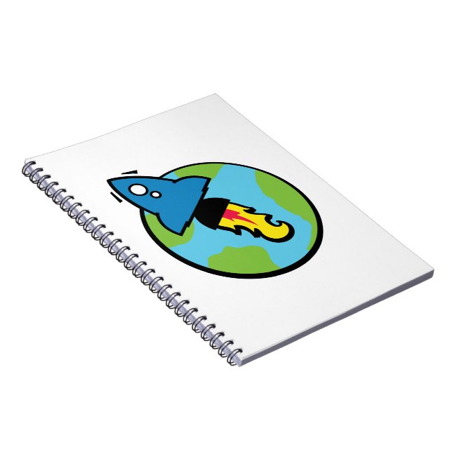 Science fiction cartoon Rocket And Planet Notebook (Right Side)