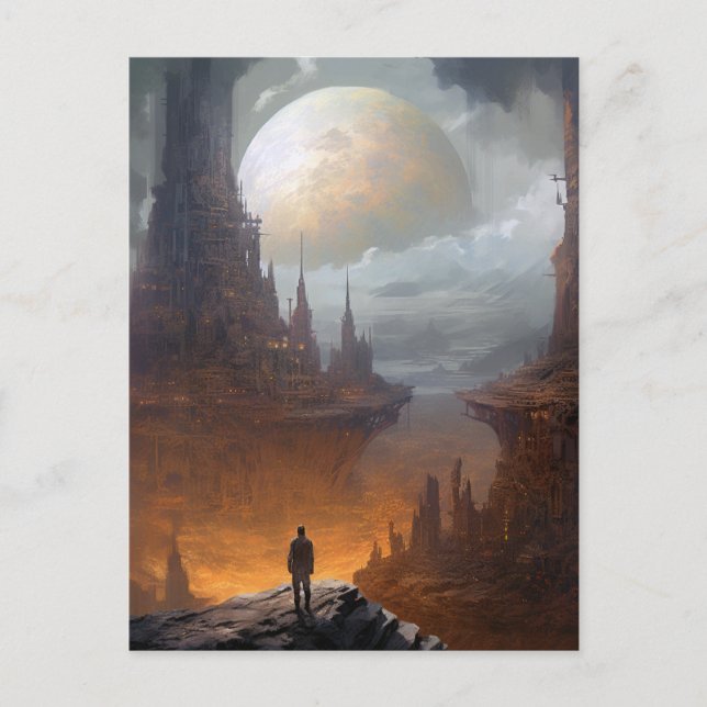 Science Fiction City Landscape Sci Fi Postcard (Front)