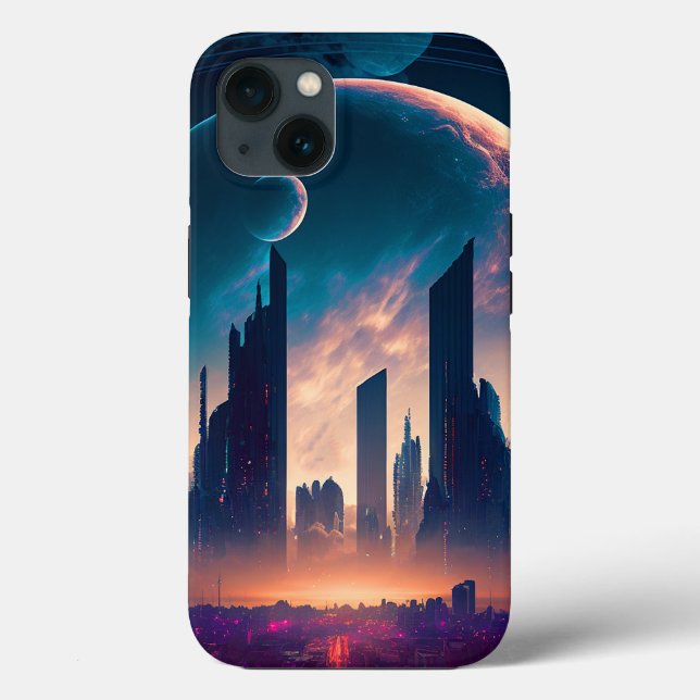 Science Fiction Cyberpunk Space City Case-Mate iPhone Case (Back)