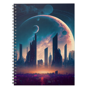 Science Fiction Cyberpunk Space City Notebook