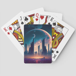 Science Fiction Cyberpunk Space City Playing Cards