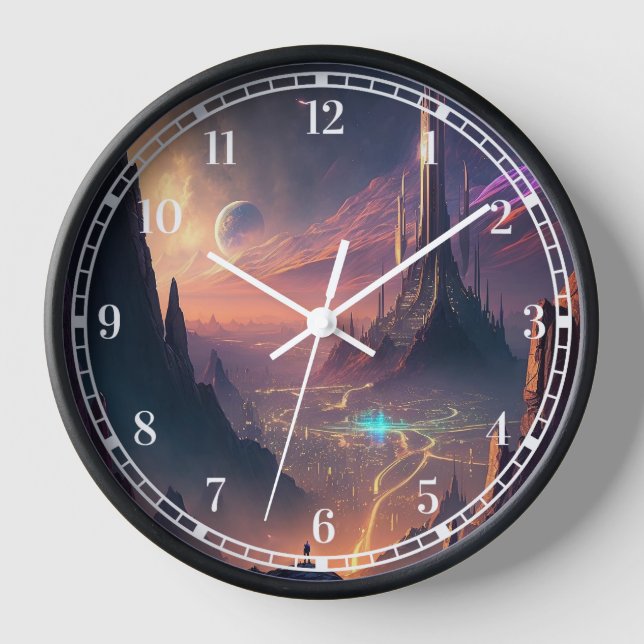 Science Fiction Futuristic City Clock (Front)