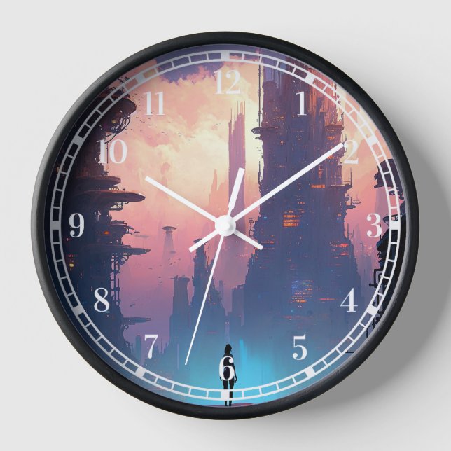 Science Fiction Futuristic City Clock (Front)