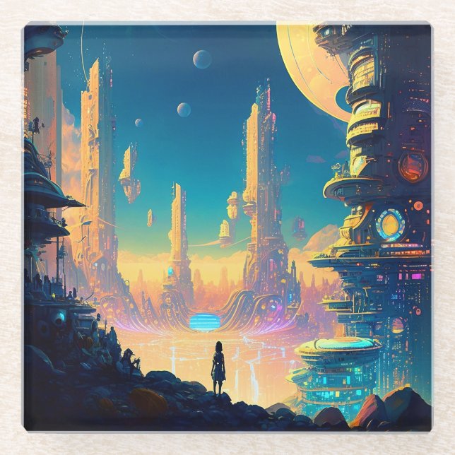 Science Fiction Futuristic City Coaster (Front)