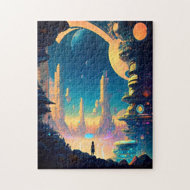 Science Fiction Futuristic City Jigsaw Puzzle (Vertical)