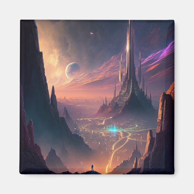 Science Fiction Futuristic City Magnet (Front)