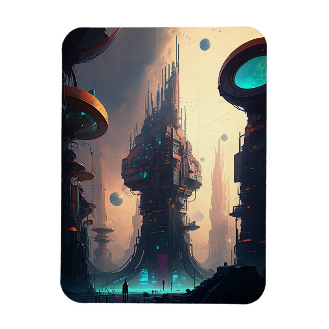 Science Fiction Futuristic City Magnet (Vertical)